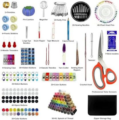 HYHJMISTY Sewing Kit for Adults, 50 Color Sewing Thread Kit, 295PCS Sewing Accessories with Ergonomic Scissors, Portable Professional Mending Essentials for Travel, Home, Beginners - Image 2