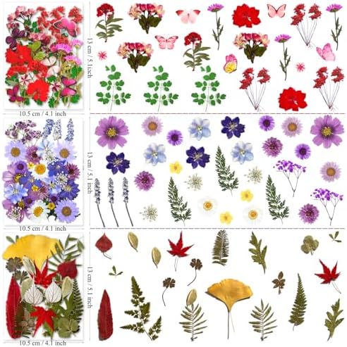 MIKIYA 150Pcs Dried Pressed Flowers for Resin, Assorted Real Natural Bulk Dry Floral Leaves for DIY Art Crafts, Epoxy Molds, Jewelry, Soap, Candle Making, Nails Decors - Image 5