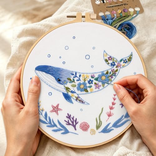 Louise Maelys Embroidery Kit for Beginners, Whale Ocean Needlepoint Kit - Image 3