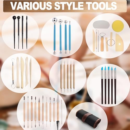 LINPHCEY 43Pcs Clay Sculpting Tools Set Perfect for Polymer Air Dry Modeling Clay Beginners & Professionals Ideal for DIY Pottery & Ceramics Tools for Clay Sculpey Sculpting & Crafting - Image 2