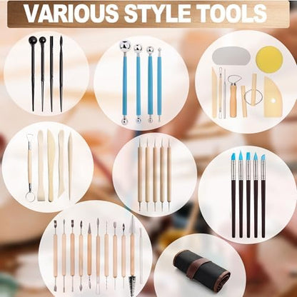 LINPHCEY 43Pcs Clay Sculpting Tools Set Perfect for Polymer Air Dry Modeling Clay Beginners & Professionals Ideal for DIY Pottery & Ceramics Tools for Clay Sculpey Sculpting & Crafting - Image 2