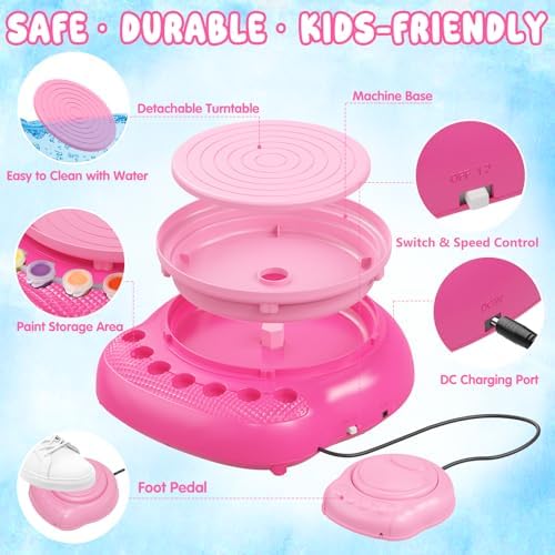 Weilim Pottery Wheel for Kids Beginners, Air-Dry Clay & Paint Kit Ages 6-12 - Image 6