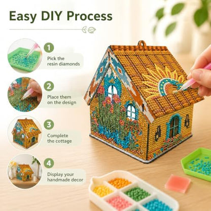 FRANDEK DIY Wooden House Diamond Art Kit for Adults (Tropical Cactus) - Image 7