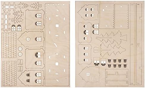 Rayher Wooden Houses Building Kit, 52 Slot-Together Pieces, 31.7x9.4x14cm, Unisex, Adult DIY Enthusiasts - Image 2