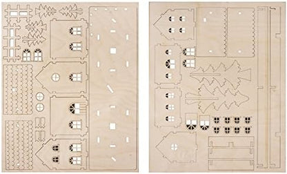 Rayher Wooden Houses Building Kit, 52 Slot-Together Pieces, 31.7x9.4x14cm, Unisex, Adult DIY Enthusiasts - Image 2