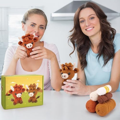 2PCS Highland Cow Crochet Kit for Beginners Crochet Starter Kit for Adults - Image 6