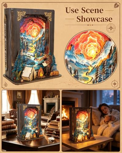3D Puzzles for Adults-Starry River Quest, DIY Storybook Book Nook Nightlight, Wooden Building Kit Storybook Puzzle, Home Decor Gift for Adults Book Lovers - Image 6