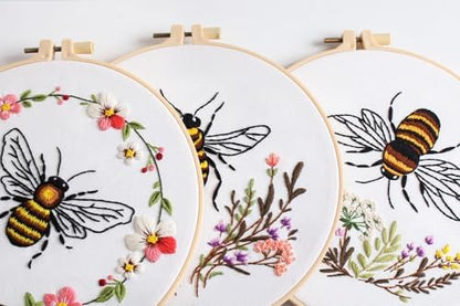 Konrisa Embroidery Kits for Adults Beginner, European Style Bees Collect Honey Stamped Embroidery Starter Kit,DIY Sewing Practice, Needlepoint Cross Stitch Kit,Set of 3 - Image 7