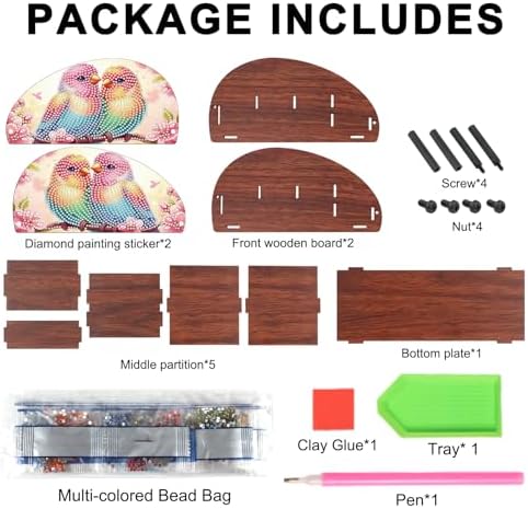MVVMTOP Diamond Painting Kits Organizer Box, Diamond Art DIY Bird Design Special Shape Diamond Partial Mosaic Handmade Making Kit Organizer Box, Home Dining Living Room Tabletop Art Decoration - Image 3
