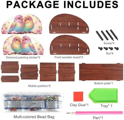 MVVMTOP Diamond Painting Kits Organizer Box, Diamond Art DIY Bird Design Special Shape Diamond Partial Mosaic Handmade Making Kit Organizer Box, Home Dining Living Room Tabletop Art Decoration - Image 3