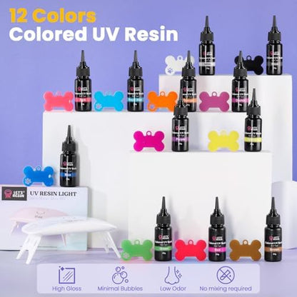 LET'S RESIN 1,000g Crystal Clear UV Resin Hard and 12-Color UV Resin with All-Inclusive Keychain Making Kit - Image 6