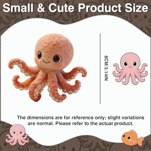 DIY Needle Felting Kit Cute Pink Octopus – Needle Felting Starter Kit with Fiber Roving, Needles, Felting Pad & Instructions | Felted Ocean Animal Kit for Beginners Adults | DIY Craft Gift - Image 2