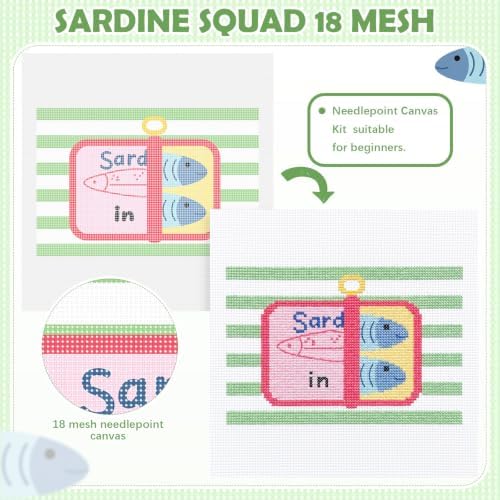 XunYee Needlepoint Canvas Kit, Sardines in Oil - Image 3