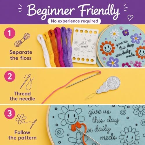 FUNATIC Give Us This Day Our Daily Meds Funny Embroidery Kit for Adults - Image 5