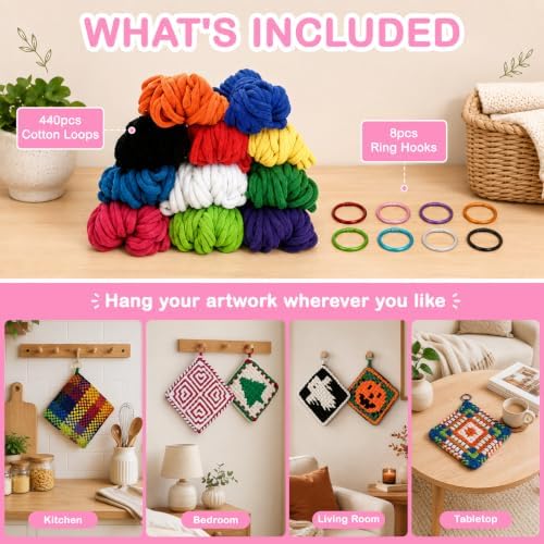 OYACH 10inch Cotton Potholder Weaving Loom Refill Loops,440 Potholder Loops - Image 4
