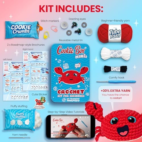 Cookie Box Crochet Kit for Beginners, Crab Eugene - Image 2