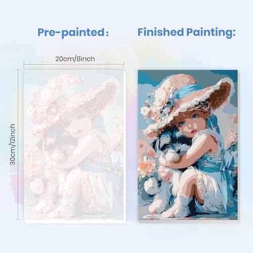MXJSUA Girl and Dog Paint by Numbers Kit with Frame for Adults, Easy Beginners Paint by Number on Canvas with Easel, Acrylic Number Painting Craft Gifts for Home Decor, 8x12 inch - Image 3