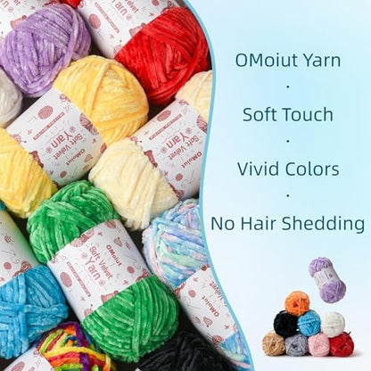 2x100g Fluffy Velvet Chenille Yarn for Crocheting and Knitting, 80m (87.5yd) Baby Yarn for Crocheting Soft, Crochet Chunky Yarns Amigurumi Yarns (2 Beige) - Image 3