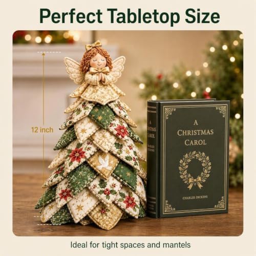 Quilted Christmas Tree Kit – Pre-Cut Fabric & Foam Cone DIY Tabletop Decoration with Tree Topper, No-Sew Holiday Craft Kit for Adults & Kids, Christmas Tree Decorations for Home, Party & Gifts (set9) - Image 3