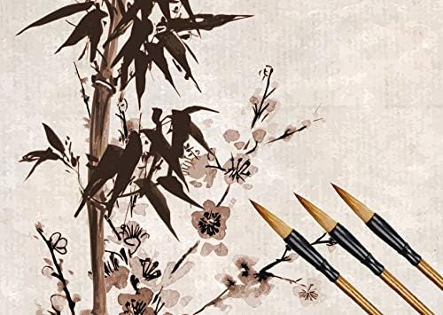 Befiy Chinese Calligraphy Brush, Writing Drawing Watercolor Ink Brushes Hubi Painting Kanji Sumi Wolf Bamboo Brushes Set for Professional Beginner (Green)