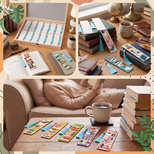 Kosiz 12 Pcs Book Paint by Number Kit for Adult Wood Bookmark - Image 6