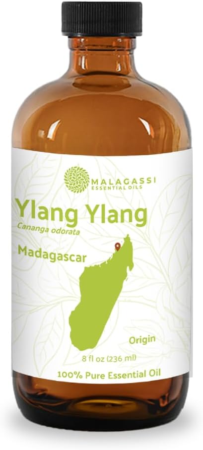 Nature Packaged Ylang Ylang Essential Oil - Direct from Malagassi Essential Oils Madagascar - Steam Distilled - Aceite de Ylang Ylang for Aromatherapy, Diffuser, DIY Candle and Soap Making - 8oz