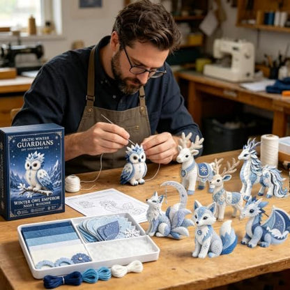 ROTORS Arctic Winter Guardians DIY Patchwork Kit, Pre Cut Felt Animal Sewing Kit, 3D Stuffed Creature Craft Set, Handmade Home Decor Gift for Beginners (Blue-B) - Image 4