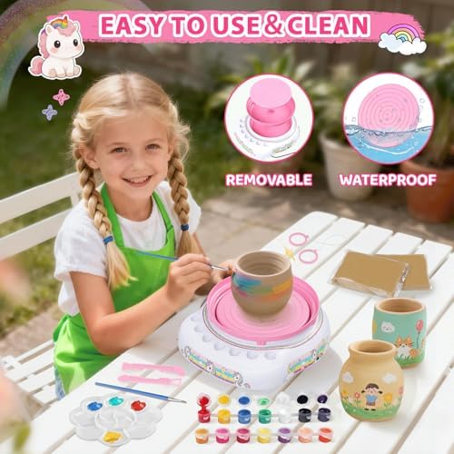 Cmiolacuna Pottery Wheel for Kids, Unicorn Kit with Air-Dry Clay, Ages 8-12 - Image 3
