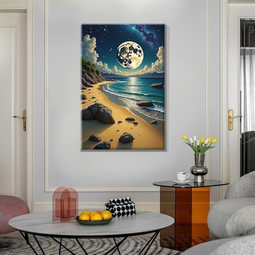 ATDMS Moon Paint by Numbers Kit for Adults with Frame 8x12 Inch - Image 5