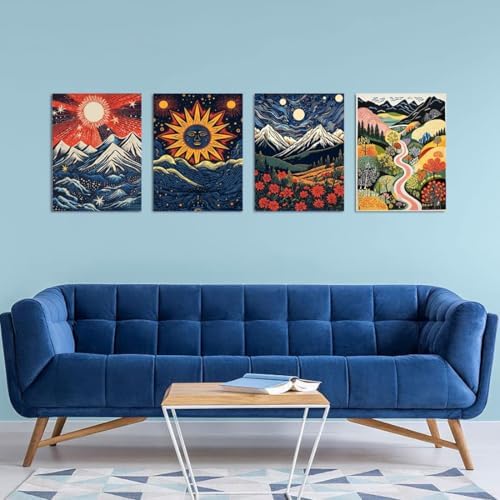 DOTSOPS 4 Pack Landscape Abstract Round Diamond Painting Kits for Adults - Image 6