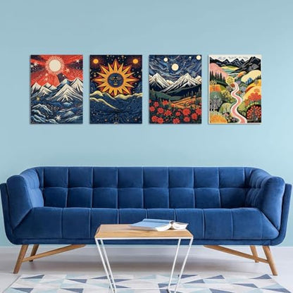 DOTSOPS 4 Pack Landscape Abstract Round Diamond Painting Kits for Adults - Image 6