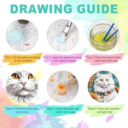 GEEHEIY Framed Paint by Numbers Kit for Adults, Cat Sunflowers, 8 x 12 Inch - Image 6