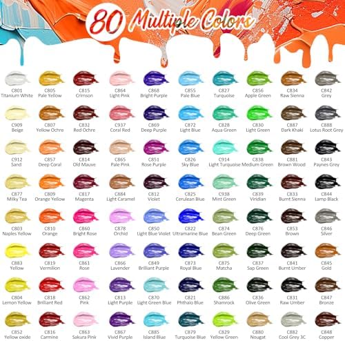 Caliart 80 Colors Acrylic Paint Set with 12 Brushes - Image 4