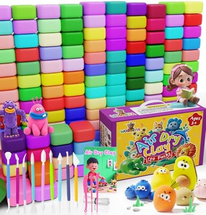 Air Dry Clay for Kids 150 Packs Air Foam Clay, Magic Clay, Non-Sticky Soft and Super Light Molding Clay with Sculpting Tools, Guide, Arts and Crafts Gift for Boys Girls Kids 3 Age+ by WOLWEFA