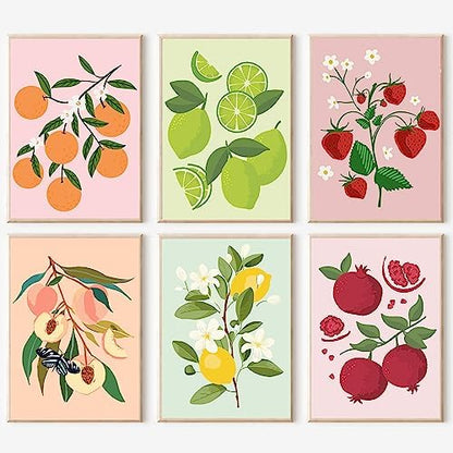 cupmod 6Pack Paint by Number for Adults and Kids,DIY Acrylic Painting Paint by Numbers Kits on Canvas Without Frame,Fruit Oil Painting for Home Wall Decor 7.8x11.8inch, MT11375-MT11380 by Cupmod