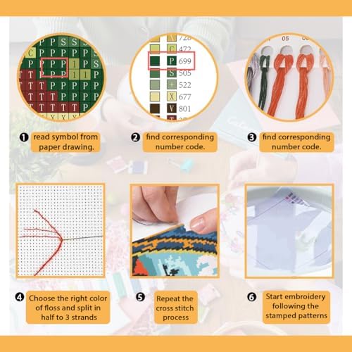 FREEBLOSS 11CT Stamped Cross Stitch Kits Sunrise&Waves Cross Stitch Wall Hanging Kit Complete Embroidery Kits with Instruction for Needlepoint Adults Wall Art Decoration 18 * 18in/45 * 45cm - Image 4