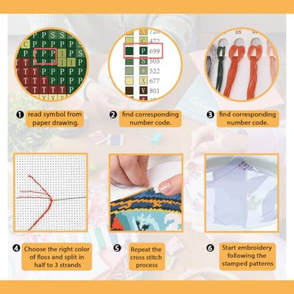 FREEBLOSS 11CT Stamped Cross Stitch Kits Sunrise&Waves Cross Stitch Wall Hanging Kit Complete Embroidery Kits with Instruction for Needlepoint Adults Wall Art Decoration 18 * 18in/45 * 45cm - Image 4