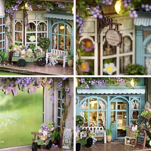 Mini 3D Wooden Doll House Craft Model with LED,DIY Miniature and Furniture Dollhouse Kit,Creative Room Idea for Valentine's Day Birthday Gift (Molly Garden) - Image 4