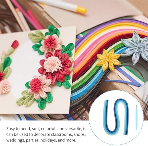 MECCANIXITY Paper Quilling Kit, 21.3 Inch 3mm Paper Quilling Strips with Blue Pen for Beginners DIY Hand Crafts Teaching Tools Flower Decoration(Blue, Pack of 120) - Image 5