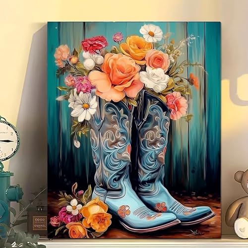 Arttoplus Cowboy Boots Paint by Numbers Kit for Adults Beginner 16x20 inch - Image 3