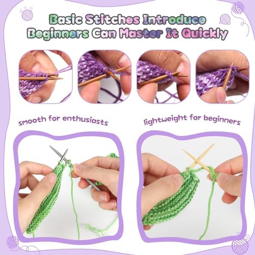 Katech Knitting Kit for Beginner Adults W/Socks Step-by-Step Instruction - Image 3