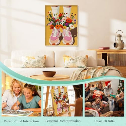 Paint by Numbers Kit for Adults, Sneakers DIY Painting Kit, 16x20 Inch - Image 7