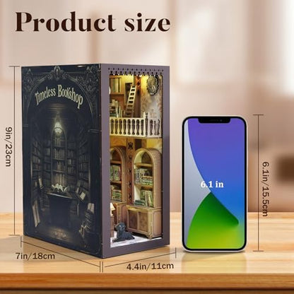 Timeless Bookshop Book Nook Kit with Silicon Liquid Glue - DIY Miniature House Kit for Adults, Teens and Beginners, Dollhouse Booknook Library Tiny House Bookshelf Decor 3D Wooden Puzzle - Image 2