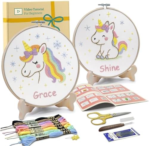 Bradove Unicorns Embroidery Kit for Beginners with Patterns by Bradove