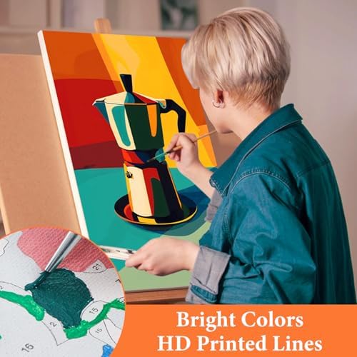 Fountor 6 Pack Coffee Paint by Numbers Kit for Adults Beginner, 8x12 Inch - Image 5