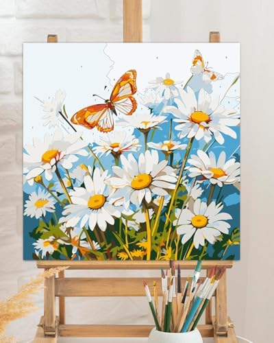 TOCARE Framed Paint by Numbers Kit for Adults Beginner & Kids Ages 8-12, Daisy Paint by Number Framed,Adult Paint by Number Kits on Canvas Framed Flowers Daisy (10x10 Inch, Without Easel) - Image 5