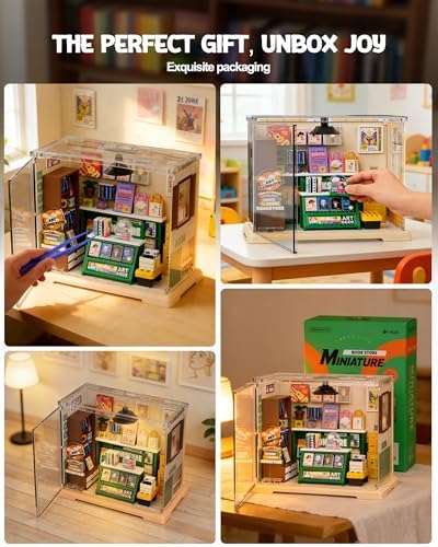 Vodolo DIY Miniature House Kit with Led,Book Nook Kits for Adults Beginners,Book Shelf Decor,3D Puzzle Booknook Craft Kits,Books Lovers Gifts for Women Men Bookshelf Decor,104PCS Bookstore Nightlight - Image 4