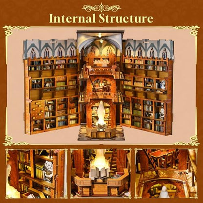 MiniCity Public Library DIY Book Nook Kit, Miniature House Puzzle with LED - Image 3