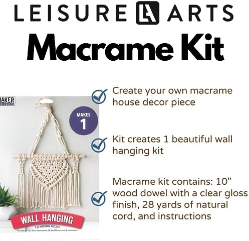 Leisure Arts Macrame Kit Wall Hanging, Macrame Kits for Adults and Beginners, Wall Hanger Craft Kit, DIY Macrame Project Kit for Home or Room Decor - Image 2