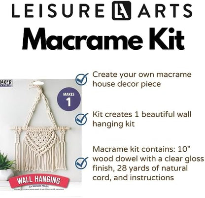 Leisure Arts Macrame Kit Wall Hanging, Macrame Kits for Adults and Beginners, Wall Hanger Craft Kit, DIY Macrame Project Kit for Home or Room Decor - Image 2